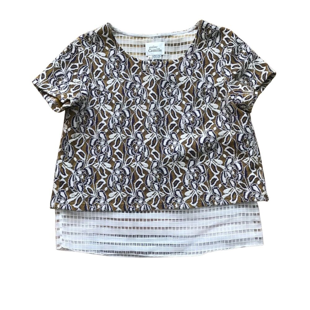 NWOT Anthropologie Atelier Camille Textured Multicolor Floral Layered Top Small